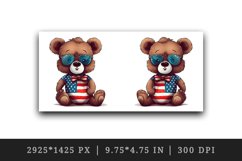 American Patriotic bear mug, cup wrap sublimation design png Product Image 2