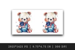 American Patriotic bear mug, cup wrap sublimation design png Product Image 2