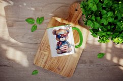 American Patriotic bear mug, cup wrap sublimation design png Product Image 3