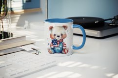American Patriotic bear mug, cup wrap sublimation design png Product Image 4