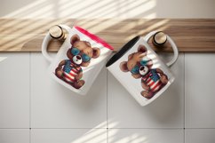 American Patriotic bear mug, cup wrap sublimation design png Product Image 5