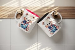 American Patriotic bear mug, cup wrap sublimation design png Product Image 5