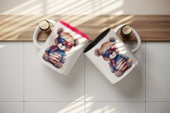 American Patriotic bear mug, cup wrap sublimation design png Product Image 5