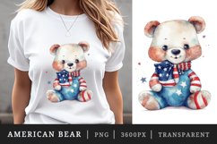 American Patriotic bear t-shirt sublimation print design png Product Image 1