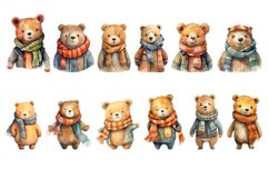 Watercolor Cute Bear Autumn Clipart Sublimation Product Image 2