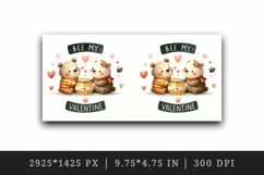 Watercolor cute bear couple hearts honey Bee My Valentine Day quote print 20 oz tumbler skinny mug wrap clipart t-shirt sublimation printable design
