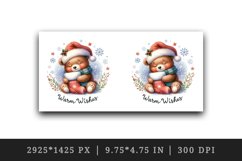Watercolor cute bear hat Christmas stocking Warm Wishes greeting quote print 20oz tumbler skinny mug wrap clipart t-shirt sublimation printable design