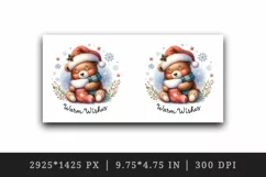Watercolor cute bear hat Christmas stocking Warm Wishes greeting quote print 20oz tumbler skinny mug wrap clipart t-shirt sublimation printable design