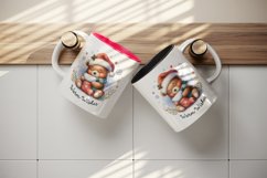 Watercolor cute bear hat Christmas stocking Warm Wishes greeting quote print 20oz tumbler skinny mug wrap clipart t-shirt sublimation printable design