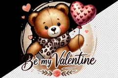 Watercolor cute bear holding red heart balloon Valentines Day quote love print tumbler skinny mug wrap clipart t-shirt sublimation printable design