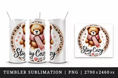 Watercolor cute bear holding red heart balloon Valentines Day quote love print tumbler skinny mug wrap clipart t-shirt sublimation printable design