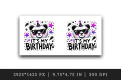 Watercolor cute bear panda sunglasses neon purple It s My Birthday quote print tumbler skinny mug wrap clipart t-shirt sublimation printable design