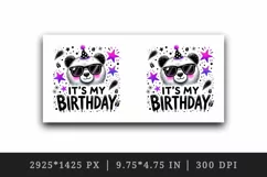 Watercolor cute bear panda sunglasses neon purple It s My Birthday quote print tumbler skinny mug wrap clipart t-shirt sublimation printable design