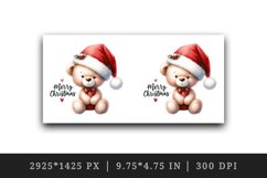 Watercolor cute bear Santa hat bow Merry Christmas greeting quote print 20 oz tumbler skinny mug wrap clipart t-shirt sublimation printable design