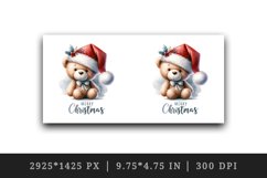 Watercolor cute bear Santa hat bow Merry Christmas greeting quote print 20 oz tumbler skinny mug wrap clipart t-shirt sublimation printable design