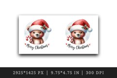 Watercolor cute bear Santa hat candy cane Merry Christmas quote print 20 oz tumbler skinny mug wrap clipart t-shirt sublimation printable design