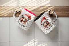 Watercolor cute bear Santa hat candy cane Merry Christmas quote print 20 oz tumbler skinny mug wrap clipart t-shirt sublimation printable design