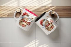 Watercolor cute bear Santa hat gift Surprise Inside Christmas quote print 20 oz tumbler skinny mug wrap clipart t-shirt sublimation printable design