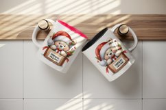 Watercolor cute bear Santa hat gift Surprise Inside Christmas quote print 20 oz tumbler skinny mug wrap clipart t-shirt sublimation printable design