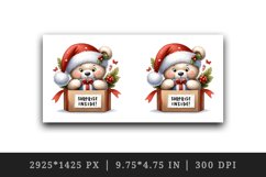 Watercolor cute bear Santa hat gift Surprise Inside Christmas quote print 20 oz tumbler skinny mug wrap clipart t-shirt sublimation printable design