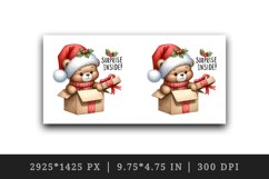 Watercolor cute bear Santa hat gift Surprise Inside Christmas quote print 20 oz tumbler skinny mug wrap clipart t-shirt sublimation printable design