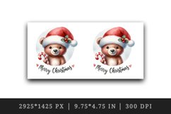 Watercolor cute bear toy Santa hat Merry Christmas quote New Year winter print tumbler skinny mug wrap clipart t-shirt sublimation printable design