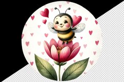 Watercolor cute bee bumblebee buzzing flower heart love Valentine Day print 20 oz tumbler skinny mug wrap clipart t-shirt sublimation printable design