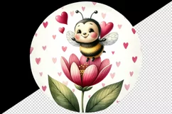 Watercolor cute bee bumblebee buzzing flower heart love Valentine Day print 20 oz tumbler skinny mug wrap clipart t-shirt sublimation printable design
