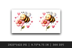 Watercolor cute bee bumblebee buzzing flower heart love Valentine Day print 20 oz tumbler skinny mug wrap clipart t-shirt sublimation printable design