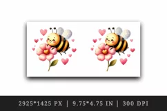 Watercolor cute bee bumblebee buzzing flower heart love Valentine Day print 20 oz tumbler skinny mug wrap clipart t-shirt sublimation printable design