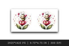 Watercolor cute bee bumblebee buzzing flower heart love Valentine Day print 20 oz tumbler skinny mug wrap clipart t-shirt sublimation printable design