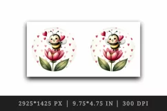 Watercolor cute bee bumblebee buzzing flower heart love Valentine Day print 20 oz tumbler skinny mug wrap clipart t-shirt sublimation printable design