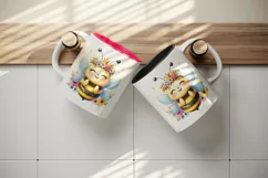 Watercolor cute bee crown bright sparkling flowers smiling summer print 20 oz tumbler skinny mug wrap clipart t-shirt sublimation printable design