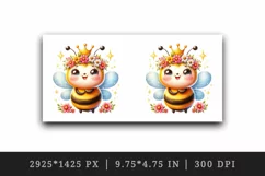 Watercolor cute bee crown bright sparkling flowers smiling summer print 20 oz tumbler skinny mug wrap clipart t-shirt sublimation printable design