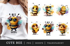Watercolor cute bee t-shirt sublimation print designs bundle Product Image 1