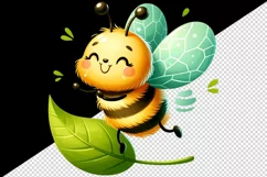 Watercolor cute bee with big smile dancing on leaf summer print 20 oz tumbler skinny mug wrap clipart t-shirt sublimation printable design