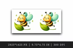 Watercolor cute bee with big smile dancing on leaf summer print 20 oz tumbler skinny mug wrap clipart t-shirt sublimation printable design