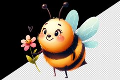 Watercolor cute bee with big smile holding tiny flower summer print 20 oz tumbler skinny mug wrap clipart t-shirt sublimation printable design