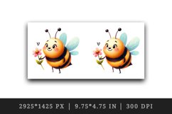 Watercolor cute bee with big smile holding tiny flower summer print 20 oz tumbler skinny mug wrap clipart t-shirt sublimation printable design