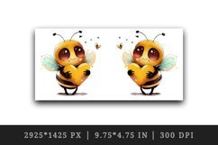 Cute bee &amp; heart mug, cup wrap sublimation print design png Product Image 2