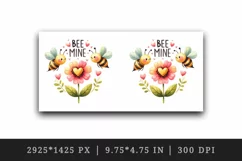 Watercolor cute bees buzzing flower heart Bee Mine Valentine Day quote print 20oz tumbler skinny mug wrap clipart t-shirt sublimation printable design