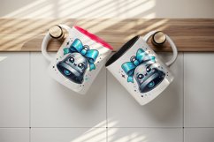 Watercolor cute bell blue ribbon smile Christmas New Year winter print 20 oz tumbler skinny mug wrap clipart t-shirt sublimation printable design