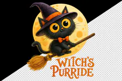 Watercolor cute black cat ghost witch pumpkin broomstick Halloween quote print tumbler skinny mug wrap clipart t-shirt sublimation printable design