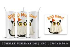 Watercolor cute black cat ghost witch pumpkin broomstick Halloween quote print tumbler skinny mug wrap clipart t-shirt sublimation printable design