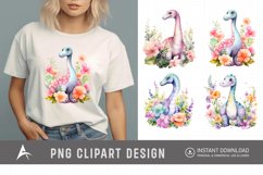 Watercolor Cute Brachiosaurus Clipart Product Image 1