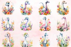 Watercolor Cute Brachiosaurus Clipart Bundle Product Image 2