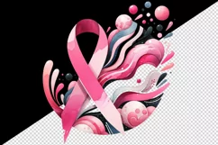 Watercolor cute breast cancer awareness with dynamic pink ribbon print 20 oz tumbler skinny mug wrap clipart t-shirt sublimation printable design
