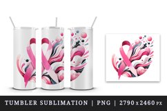 Watercolor cute breast cancer awareness with dynamic pink ribbon print 20 oz tumbler skinny mug wrap clipart t-shirt sublimation printable design