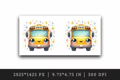 Watercolor cute bright cheerful school bus with warm inviting smile print 20 oz tumbler skinny mug wrap clipart t-shirt sublimation printable design