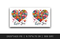 Watercolor cute bright heart patchwork Love You quote Valentine Day print 20 oz tumbler skinny mug wrap clipart t-shirt sublimation printable design